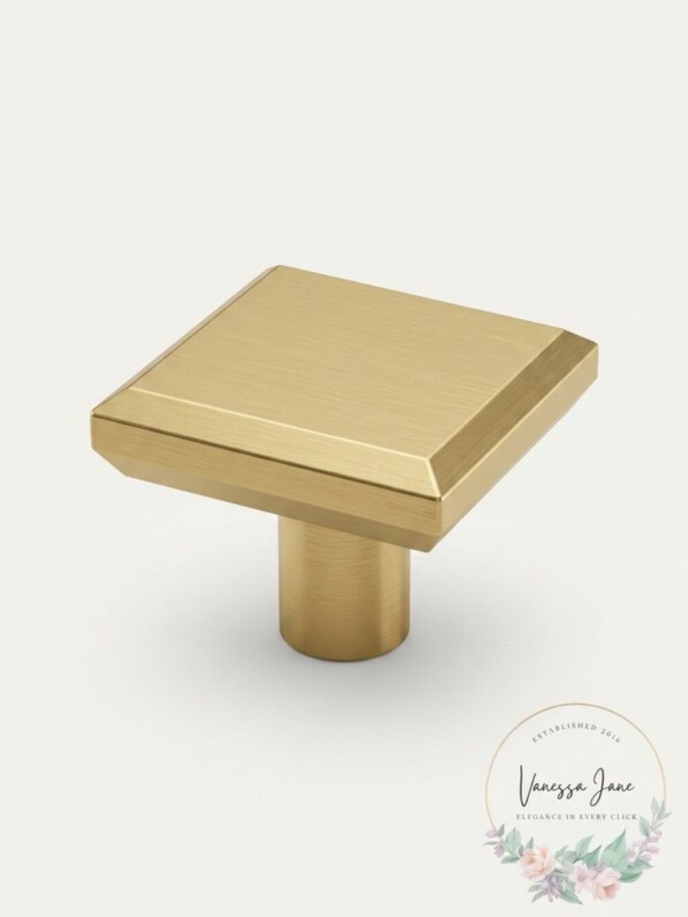 Franklin Brass Brushed Brass 1-1/8” Simple Chamfered Square Knob- 10 Pk P40847K